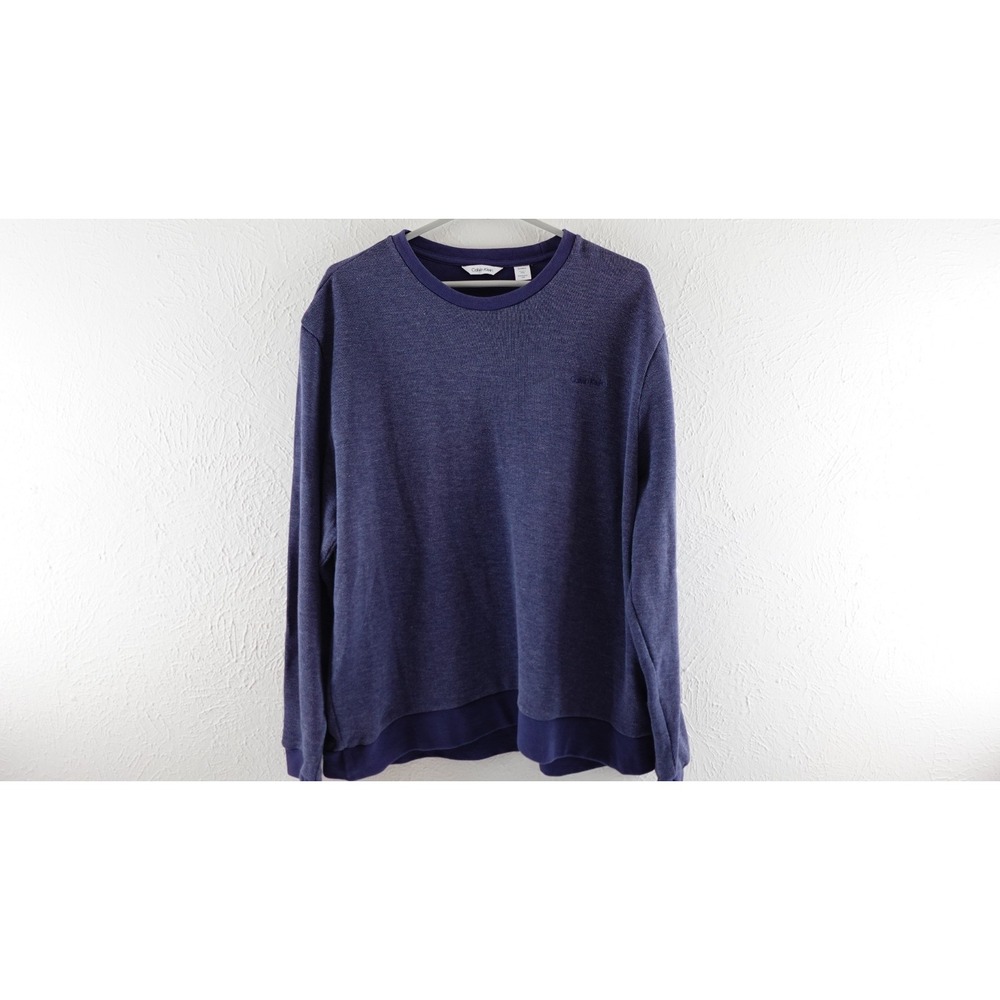 Calvin Klein Crew Neck Solid Color Lightweight Pullover Men's Sweater‎ XL  Blue